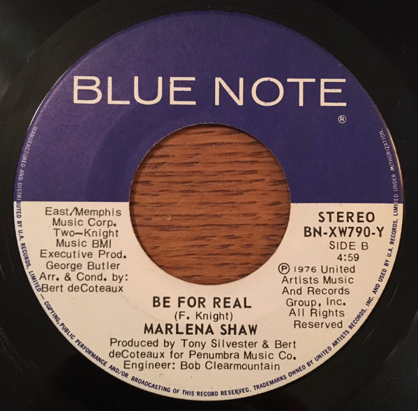 Marlena Shaw - It's Better Than Walkin' Out / Be For Real | Blue Note (BN-XW790-Y) - 2