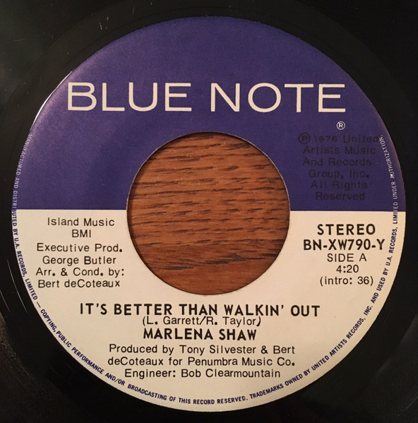 Marlena Shaw - It's Better Than Walkin' Out / Be For Real | Blue Note (BN-XW790-Y) - main