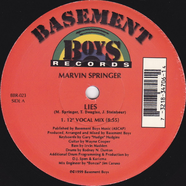 Marvin Springer - Lies | Basement Boys Records (BBR-023)