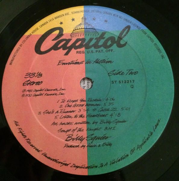 Billy Squier - Emotions In Motion | Capitol Records (ST 512217) - 4
