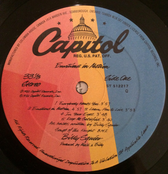 Billy Squier - Emotions In Motion | Capitol Records (ST 512217) - 3