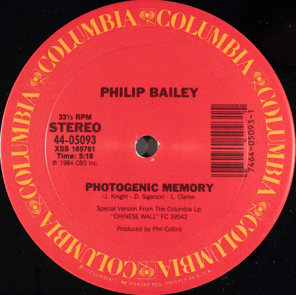 Philip Bailey - Photogenic Memory | Columbia (44-05093)