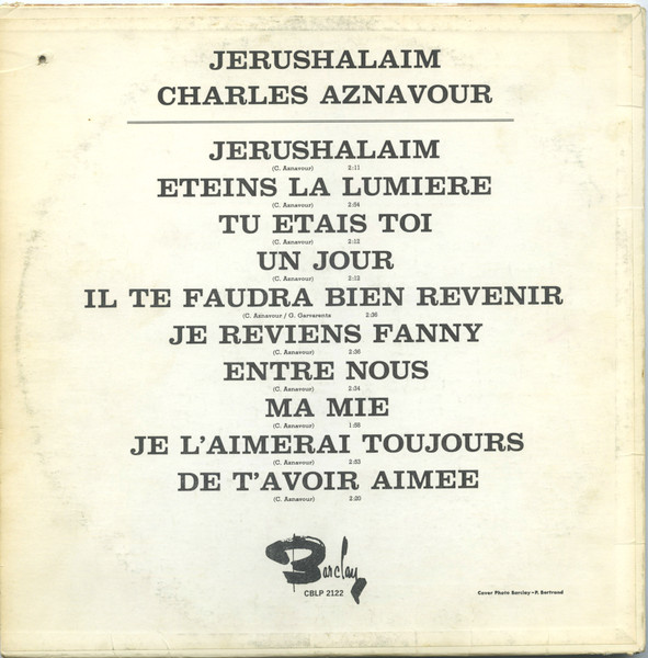 Charles Aznavour - Jerushalaim | Barclay (CBLP 2122) - 2