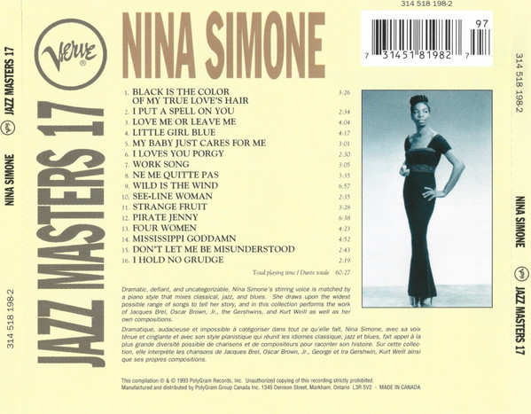 Nina Simone - Verve Jazz Masters 17 | Verve Records (314 518 198-2) - 2