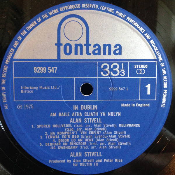 Alan Stivell - In Dublin - Am Baile Atha Cliath Yn Nulyn | Fontana (9299 547) - 3 Alan Stivell - In Dublin - Am Baile Atha Cliath Yn Nulyn | Fontana (9299 547) - 3