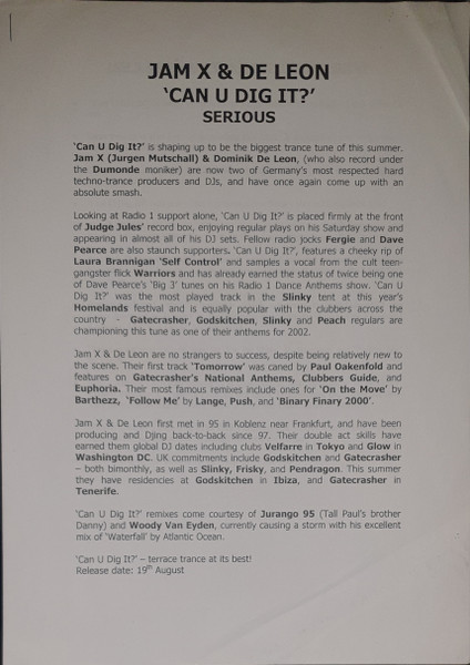JamX & De Leon - Can U Dig It? | Serious Records (SERR052T2) - 3