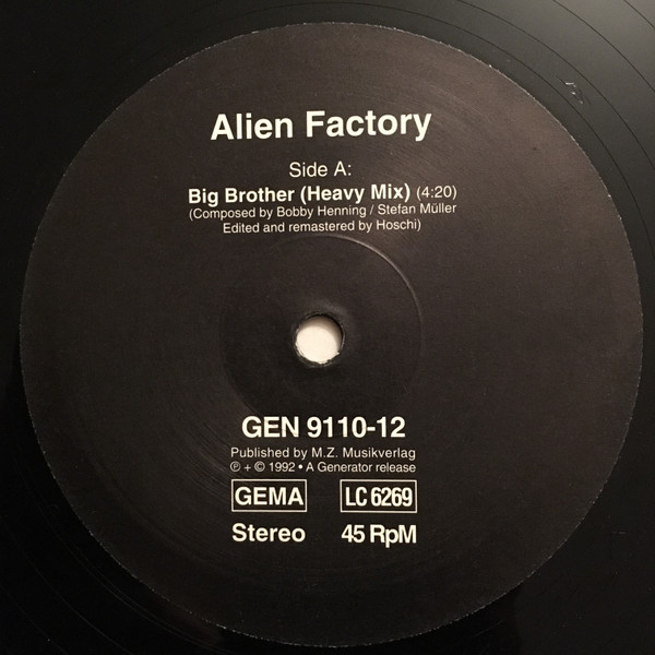 Alien Factory - Big Brother | Generator Records (GEN 9110-12)