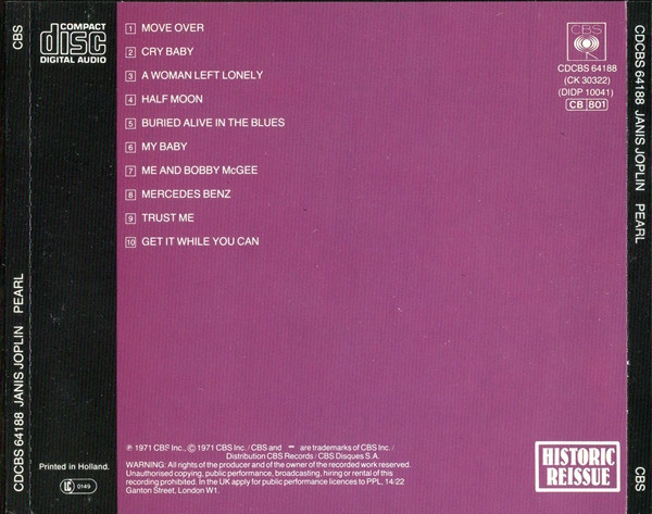 Janis Joplin - Pearl | CBS (CDCBS64188) - 2 Janis Joplin - Pearl | CBS (CDCBS64188) - 2