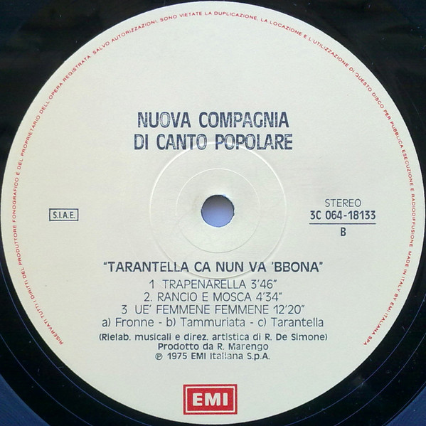 Nuova Compagnia Di Canto Popolare - Tarantella Ca Nun Va 'Bbona | EMI (3C 064-18133) - 4