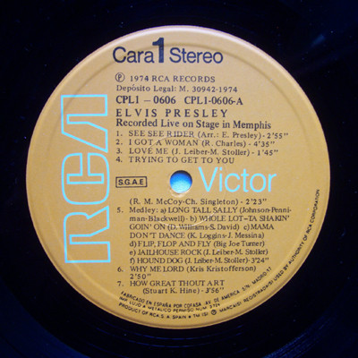 Elvis Presley - Recorded Live On Stage In Memphis | RCA (CPL1-0606) - 3