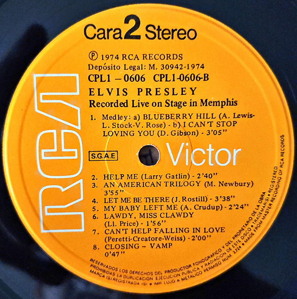 Elvis Presley - Recorded Live On Stage In Memphis | RCA (CPL1-0606) - 4