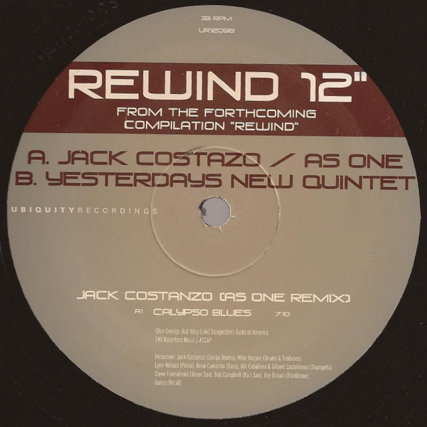 Jack Costanzo / As One / Yesterdays New Quintet - Rewind 12" | Ubiquity (UR12098) Jack Costanzo / As One / Yesterdays New Quintet - Rewind 12" | Ubiquity (UR12098)