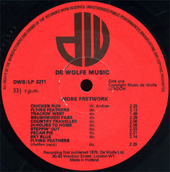 The Willi Andrea Group - More Fretwork | Music De Wolfe (DWS/LP 3311) - 3