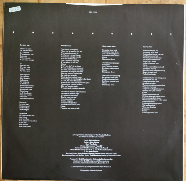 The Psychedelic Furs - Forever Now | CBS (CBS 85909) - 4 The Psychedelic Furs - Forever Now | CBS (CBS 85909) - 4