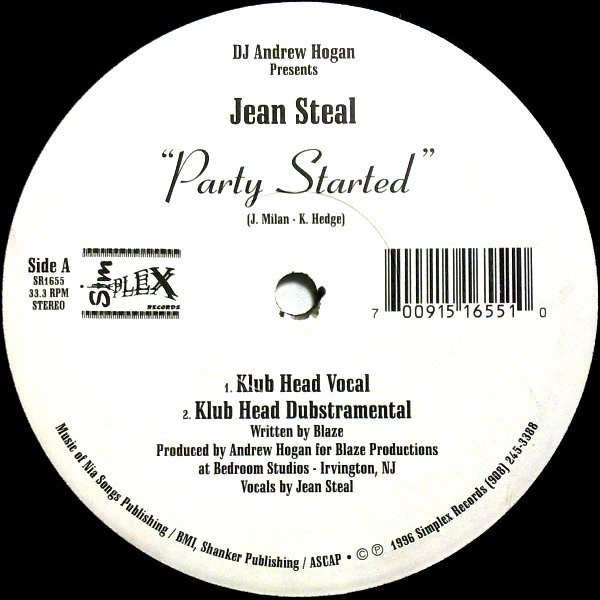 Andrew Hogan Presents Jean Steal - Party Started | Simplex Records (SR1655)