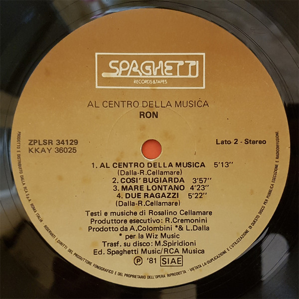 Ron - Al Centro Della Musica | Spaghetti Records (ZPLSR 34129) - 4