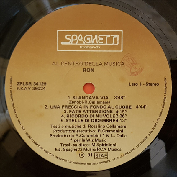 Ron - Al Centro Della Musica | Spaghetti Records (ZPLSR 34129) - 3