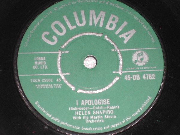 Helen Shapiro With Martin Slavin And His Orchestra - Tell Me What He Said | Columbia (45-DB 4782) - 2