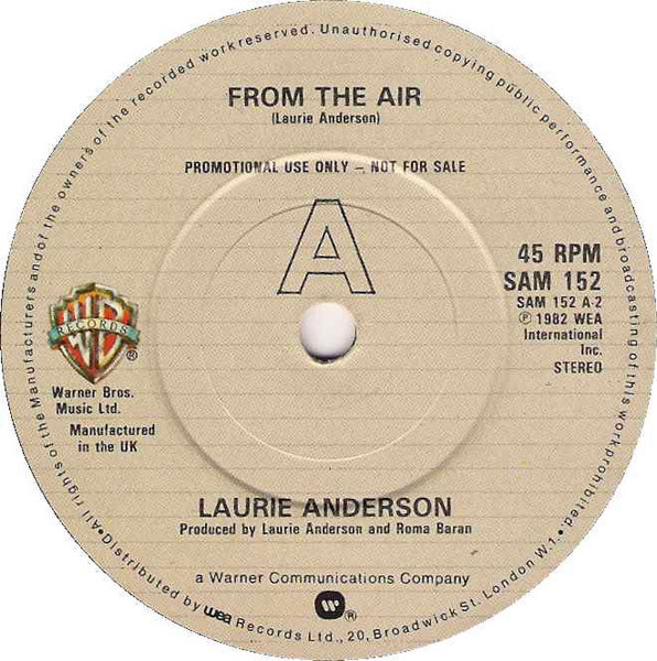 Laurie Anderson - Let X = X / From The Air | Warner Bros. Records (SAM 152) - 2