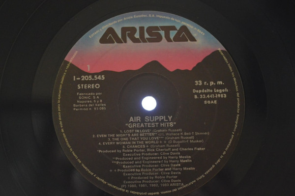 Air Supply - Greatest Hits | Arista (205 545) - 4
