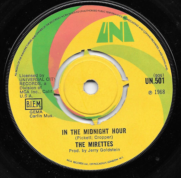 The Mirettes - In The Midnight Hour | Uni Records (UN.501)