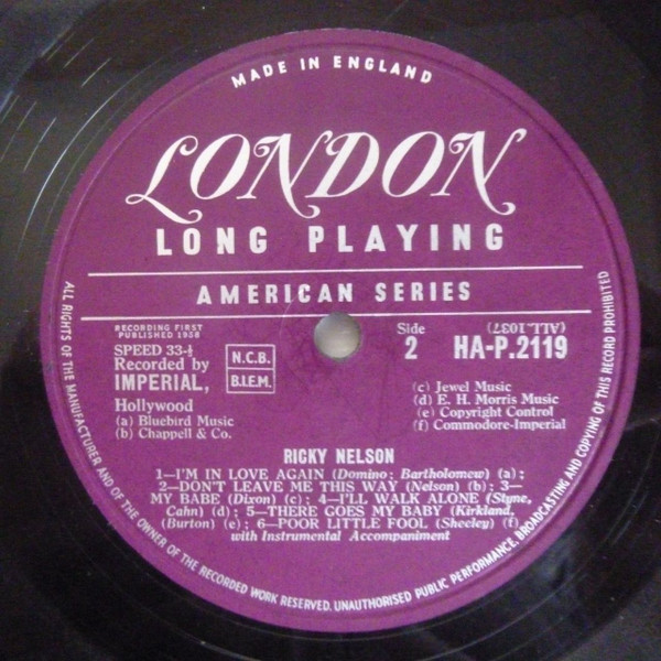Ricky Nelson - Ricky Nelson | London Records (HA-P 2119) - 4