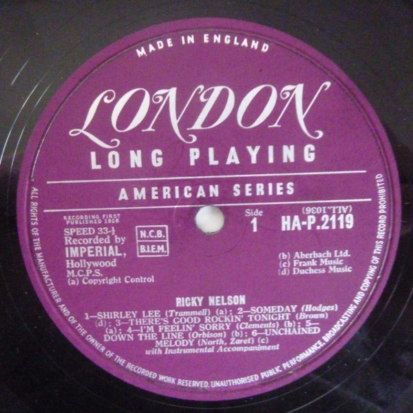 Ricky Nelson - Ricky Nelson | London Records (HA-P 2119) - 3
