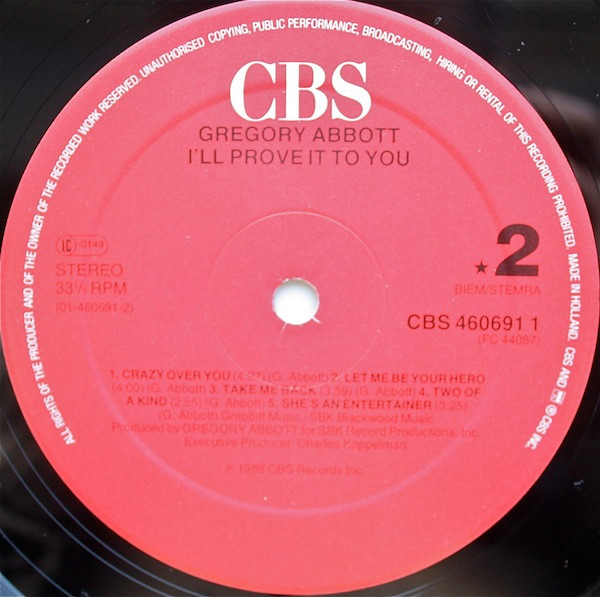 Gregory Abbott - I'll Prove It To You | CBS (CBS 460691 1)
