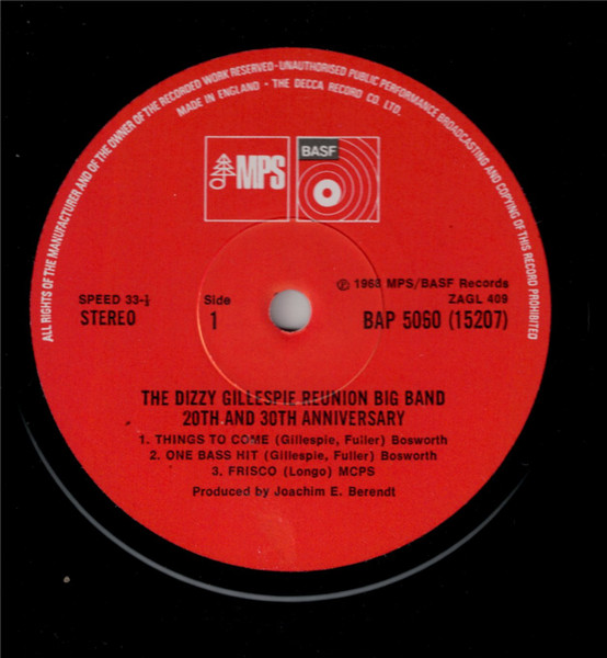 The Dizzy Gillespie Reunion Big Band - 20th And 30th Anniversary | MPS Records (BAP 5060) - 4