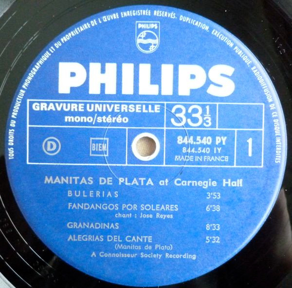 Manitas De Plata - Manitas De Plata A Carnegie Hall | Philips (844.540 PY) - 3