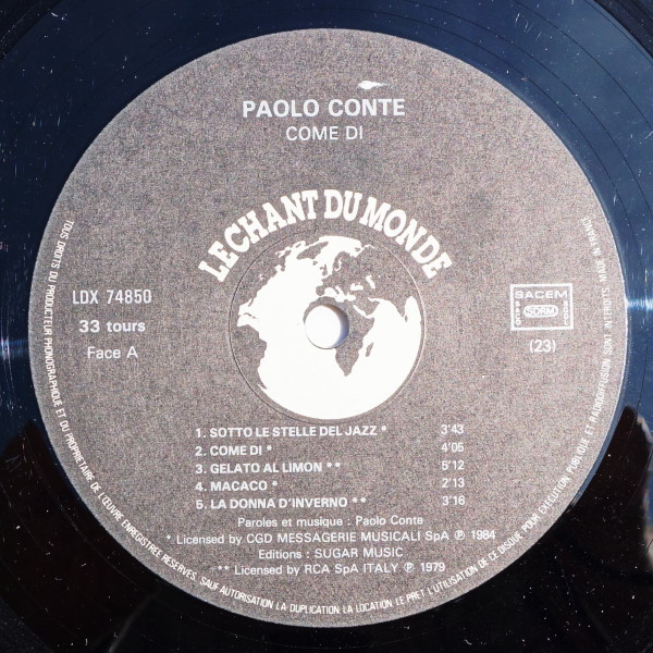 Paolo Conte - Come Di | Le Chant Du Monde (LDX 74850) - 3