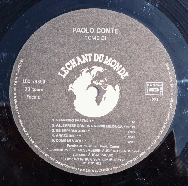 Paolo Conte - Come Di | Le Chant Du Monde (LDX 74850) - 4