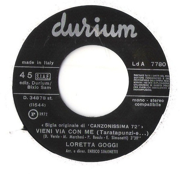 Loretta Goggi - Vieni Via Con Me (Taratapunzi~e....) | Durium (Ld A 7780) - 3
