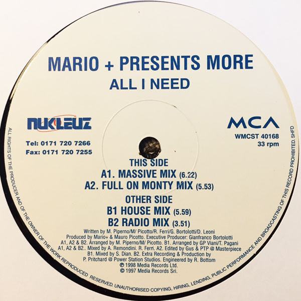 Mario + Presents More - All I Need | Nukleuz (WMCST 40168)