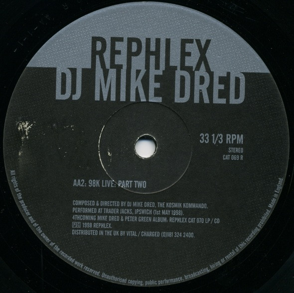 DJ Mike Dred - 98k Live EP (Bonus Beats) | Rephlex (CAT 069 R) - 4
