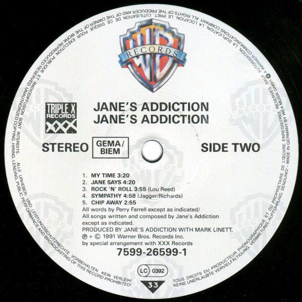 Jane's Addiction - Jane's Addiction | Warner Bros. Records (7599-26599-1) - 2 Jane's Addiction - Jane's Addiction | Warner Bros. Records (7599-26599-1) - 2