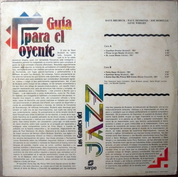 Dave Brubeck , Paul Desmond , Joe Morello , Eugene Wright - Los Grandes Del Jazz 40 | Sarpe (GJ-40) - 2