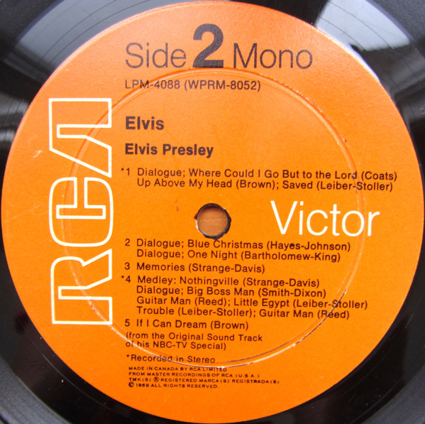 Elvis Presley - Elvis (TV Special) | RCA Victor (LPM-4088) - 4