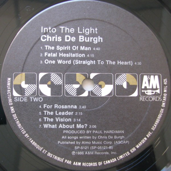 Chris de Burgh - Into The Light | A&M Records (SP-5121) - 4