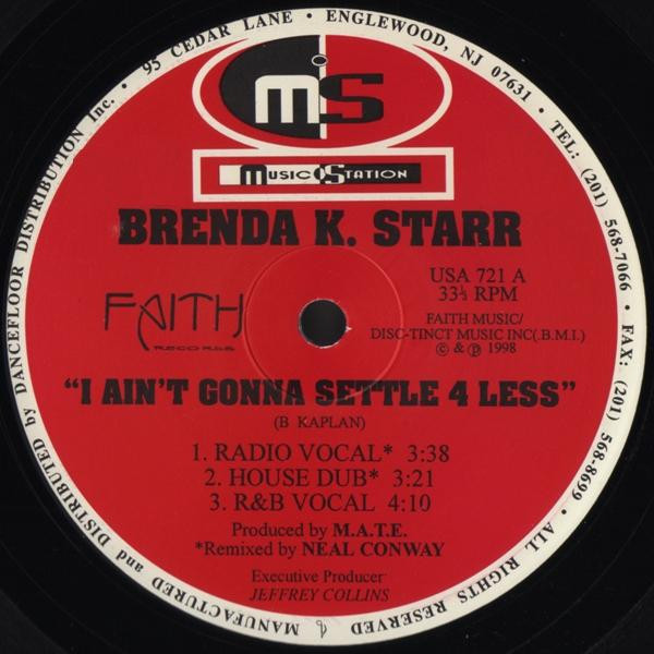Brenda K. Starr - I Ain't Gonna Settle 4 Less | Music Station (USA 721)