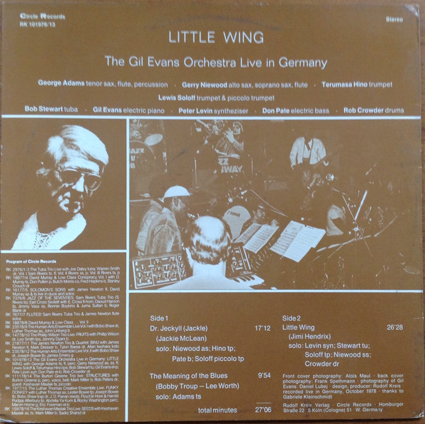 Gil Evans And His Orchestra - Little Wing (Live In Germany) | Circle Records (F 666.531) - 2