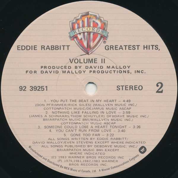 Eddie Rabbitt - Greatest Hits Vol. II | Warner Bros. Records (92 39251) - 4