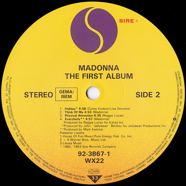Madonna - The First Album | Sire (92 3867-1) - 4
