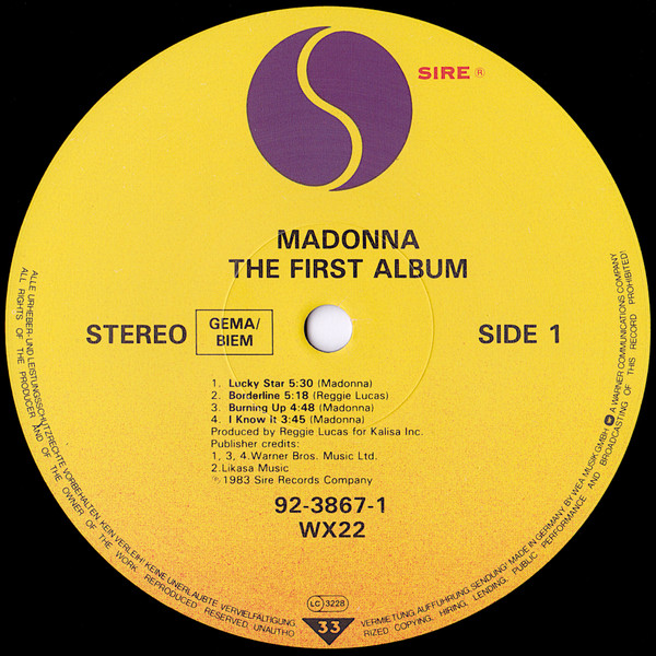 Madonna - The First Album | Sire (92 3867-1) - 3