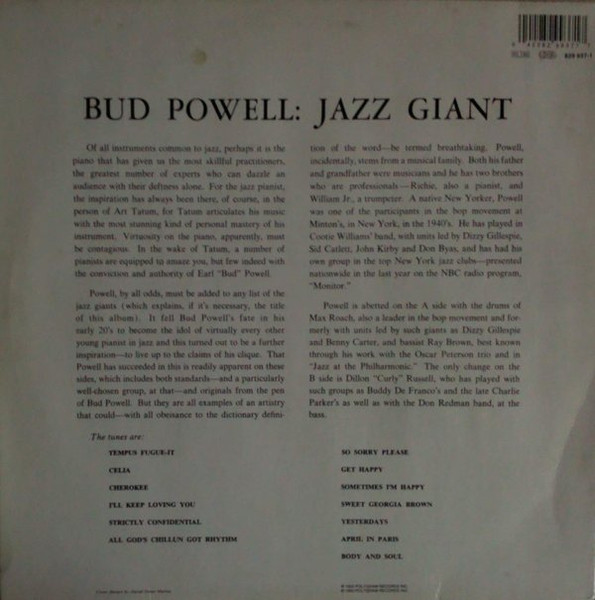 Bud Powell - Jazz Giant | Verve Records (829 937-1) - 2