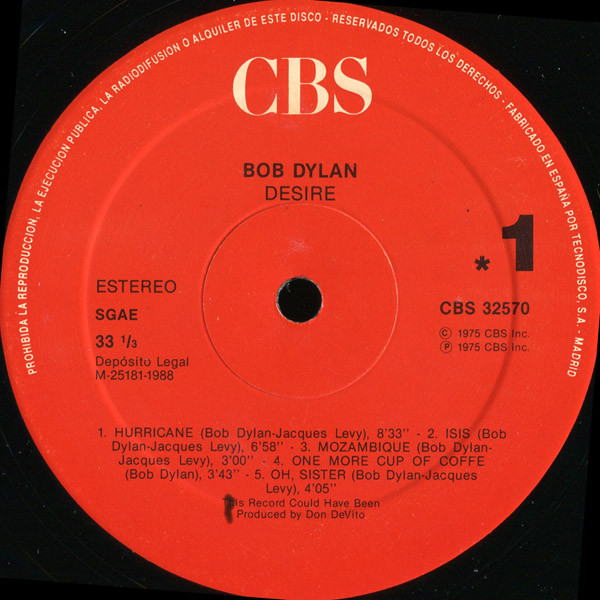 Bob Dylan - Desire | CBS (CBS 32570) - 3