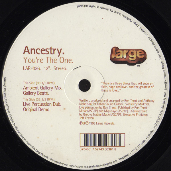 Ancestry - You're The One | Large Records (LAR-036)