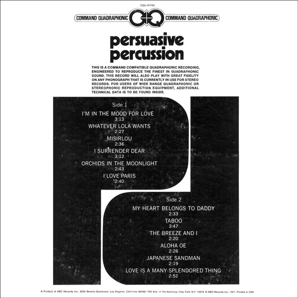 Terry Snyder And The All Stars - Persuasive Percussion | Command Quadraphonic (CQD 40000) - 3
