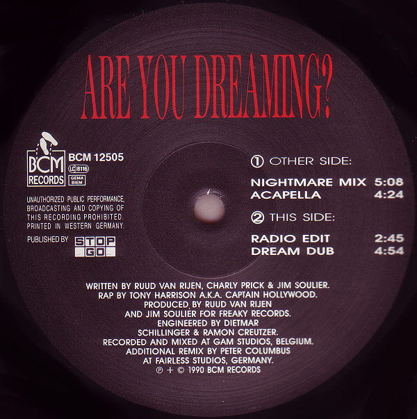 Twenty 4 Seven Featuring Captain Hollywood - Are You Dreaming? | BCM Records (BCM 12505) - 3