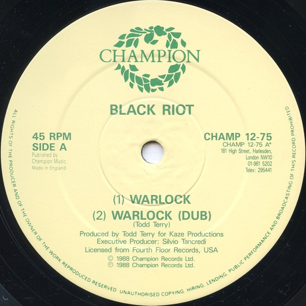 Black Riot - Warlock / A Day In The Life | Champion (CHAMP 12-75) - 3